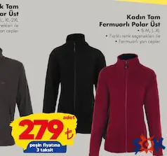 KADIN TAM FERMUARLI POLAR ÜST